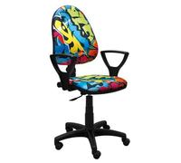 Best For Kids Silla de Escritorio para niños, Silla de Oficina para jóvenes, Silla giratoria para niños, diseño de súper 5 Colores, Graffiti de fútbol Ergo Graffiti-Bunt