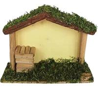 BEST&FREE Portal De Belen O Pesebre Navidad 25x20cm. Cueva O Casita para Figuras o Nacimiento De Belen. Fondo para Portal De Belén Navideño, Decoración Belen Hecha De Musgo, Corcho Y Resina.