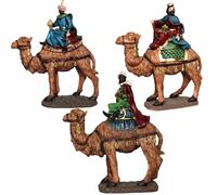 BEST&FREE X3 Rey Mago Belen en Camello 22 cm - Figura Individual Artesanal para Belén - Decoración de Navidad Tradicional Hecha y Pintada a Mano (Pack de 3 (Melchor, Gaspar, Baltasar))