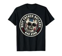 Best Frenchie Dad Bandera de Estados Unidos Bulldog Francés Patriota Amante de los Perros Camiseta