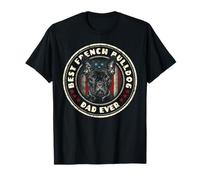 Best Frenchie Dad Bandera de Estados Unidos Bulldog Francés Patriota Amante de los Perros Camiseta
