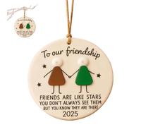 Best Friend Christmas Ornament - Personalized Hanging Decoration for Holiday Tree | Wooden Round Keepsake with Engraved Message, Gift Idea for Friendship Celebration and Winter Home Decor 3.15 in
