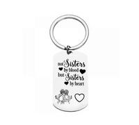 Best Friend Keychain,Not Sisters by Blood But Sisters by Heart Friendship Gifts for Women Sister Birthday BFF Jewelry