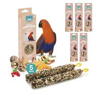 Best Friend - Snacks Naturales cocidos al Horno para Loros. Sabrosos palitos para pájaros, Ricos en vitaminas con Madera de Abedul para Dientes sanos | Frutas y nueces, 5 Pack x 165g