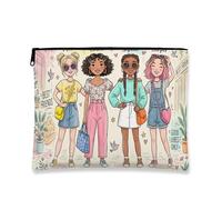 Best Friends - Bolsa de maquillaje para mujer, organizador portátil de lona con cremallera, regalo de uso diario, Varios colores, 7x9 Inch, Bolsa