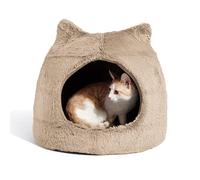 Best Friends by Sheri Meow Hut - Casita para Gatos y Perros - Recubierta con Pelo - Trigo - Pequeña