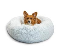 Best Friends by Sheri The Original Calming Donut - Cama para Perros y Gatos - Funda de Pelo sintético con Cremallera de Quita y pon - Lavable a máquina - Gris Claro - 76 x 76 cm - M