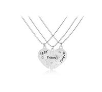 Best Friends Forever Collar para 3 collares a juego para mejores amigos, colgante de corazón, collar de la amistad para 3 mejores amigos, regalos para mujeres, adolescentes, niñas, S, S, 100%