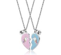 Best Friends Forever Collar Unicornio BFF - Juego de 2 Collares Con Colgante Corazón Para Amigos - Accesorios de Amistad