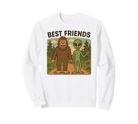 Best Friends Funny Bigfoot y Alien Cryptid, OVNI, Ciencia ficción Sudadera
