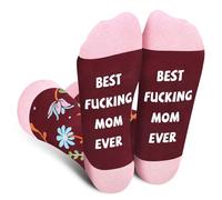 BEST FUCKING MOM EVER Calcetines Divertidos Flores para Mujer Madre-Regalos Originales Graciosos Dia de la Madre Navidad Cumpleaños San Valentin Pascua para Mama Esposa Amigas- Funny Socks Women