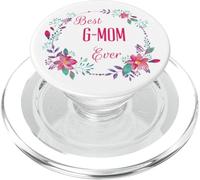 Best G-Mom Ever with Pink Floral Fun Aunt Grandma Mom Mom Gift PopSockets PopGrip para MagSafe