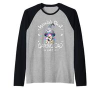 Best Gaming Dad GNOME with Headset For Funny Gamer Grandpa Camiseta Manga Raglan