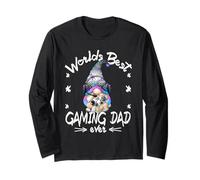 Best Gaming Dad GNOME with Headset For Funny Gamer Grandpa Manga Larga