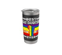 Best Gay Daughter Ever LGBTQ Rainbow Flag LGBT Pride Month Vaso térmico de acero inoxidable de doble pared