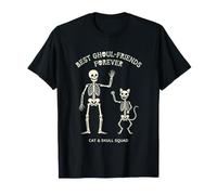 Best Ghoul Friends Forever Skeleton Cat and Skull Squad Camiseta