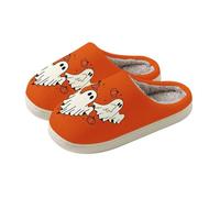 Best House Slippers For Plantar Fasciitis For Men Supersoft - Zapatillas de | Zapatillas cálidas para mujer con suela fija, peluche, fantasma, suela gruesa, para adultos, farol de calabaza