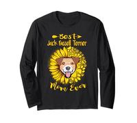 Best Jack Russell Terrier Dog Mom Ever Sunflower Funny Dogs Manga Larga