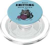 Best Knitting Mom Ever Cute Cat with Pink Yarn Balls Lema PopSockets PopGrip para MagSafe