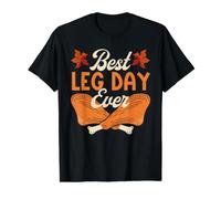 Best Leg Day Ever Funny Día de Acción de Gracias Cena de Pavo Otoño Camiseta gráfica económica, Hombre, Negro, L