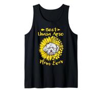 Best Lhasa Apso Dog Mom Ever Sunflower Funny Paw Dogs Lovers Camiseta sin Mangas