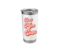 Best Mam Ever Retro Rosa lindo para la mejor mamá del mundo Vaso térmico de acero inoxidable de doble pared