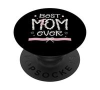 Best Mom Ever Coquette Pink Bow and Pearls Mother's Day PopSockets PopGrip Adhesivo