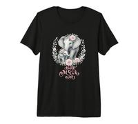 Best Mom Ever Elefante Corona Floral Maternidad Amor Camiseta Premium