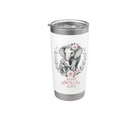 Best Mom Ever Elefante Corona Floral Maternidad Amor Vaso térmico de acero inoxidable de doble pared