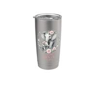 Best Mom Ever Elefante Corona Floral Maternidad Amor Vaso térmico de acero inoxidable de doble pared
