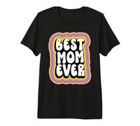 Best Mom Ever Groovy Style Mommy Funny Mothers Day Camiseta Premium