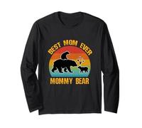Best Mom Ever Mommy Bear Vintage Día de la Madre Bear Family Manga Larga
