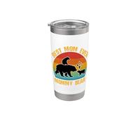 Best Mom Ever Mommy Bear Vintage Día de la Madre Bear Family Vaso térmico de acero inoxidable de doble pared