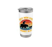 Best Mom Ever Mommy Bear Vintage Mom Mommy Día de la Madre 2026 Vaso térmico de acero inoxidable de doble pared