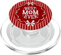 Best Mom Ever Retro Stripe Bow Aesthetic Motherhood PopSockets PopGrip para MagSafe