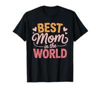 Best Mom In The World Retro Tipografía Corazones Mamá Camiseta