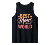 Best Mom In The World Retro Tipografía Corazones Mamá Camiseta sin Mangas