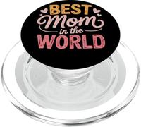 Best Mom In The World Retro Tipografía Corazones Mamá PopSockets PopGrip para MagSafe