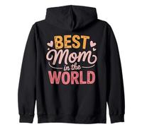Best Mom In The World Retro Tipografía Corazones Mamá Sudadera con Capucha