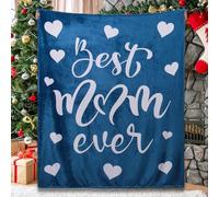 Best Mum Ever Blanket - Manta de franela para mamá, regalo para mamá, para mujeres en su cumpleaños de hija e hijo (azul)
