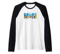 Best Mum Ever Mother's Day Sunflower Blue Vibrant for Mom Camiseta Manga Raglan