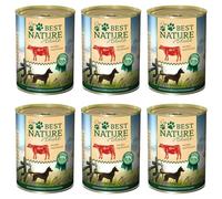 Best Nature Comida húmeda para perros, 6 x 400 g - carne de vacuno, arroz y aceite de cardo - Comida para perros en calidad premium