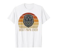 Best Papa Ever Retro Lion Vintage Sunset Día del Padre Camiseta gráfica económica
