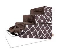 Best Pet Supplies Cubierta Plegable de Espuma para Escalera, impresión de celosía marrón, 4 escalones (Altura: 22 Pulgadas)