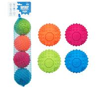 Best Pet Supplies Juguete chirriante de goma para perros, juguetes ideales para masticadores, perros pequeños, medianos y grandes y amantes de la búsqueda, paquete de 4 (fucsia, verde, azul, naranja),