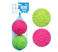 Best Pet Supplies Juguete de Goma chirriante para Perros, Duradero, no tóxico, masticadores agresivos, con Pinchos, para la Salud Dental, Juguete Interactivo para Perros, Paquete de 2