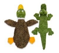 Best Pet Supplies - Juguetes chirriantes 2 en 1 para Perros con Tela Suave y Duradera para Mascotas pequeñas, Medianas y Grandes, sin Relleno para Jugar en Interiores, Pato y cocodrilo, Talla M