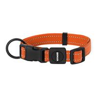 Best Pet Supplies Reflective Dog Collar with Adjustable Length, Heavy-Duty Buckle, and Strong Leash D-Ring, Training, Walking, Jogging Accessory for Small, Medium, and Large Breeds - Orange, S