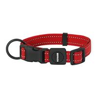 Best Pet Supplies Reflective Dog Collar with Adjustable Length, Heavy-Duty Buckle, and Strong Leash D-Ring, Training, Walking, Jogging Accessory for Small, Medium, and Large Breeds - Red, S
