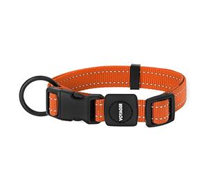 Best Pet Supplies Reflective Dog Collar with Adjustable Length, Heavy-Duty Buckle, and Strong Leash D-Ring, Training, Walking, Jogging Accessory for Small, Medium, and Large Breeds - Orange, S